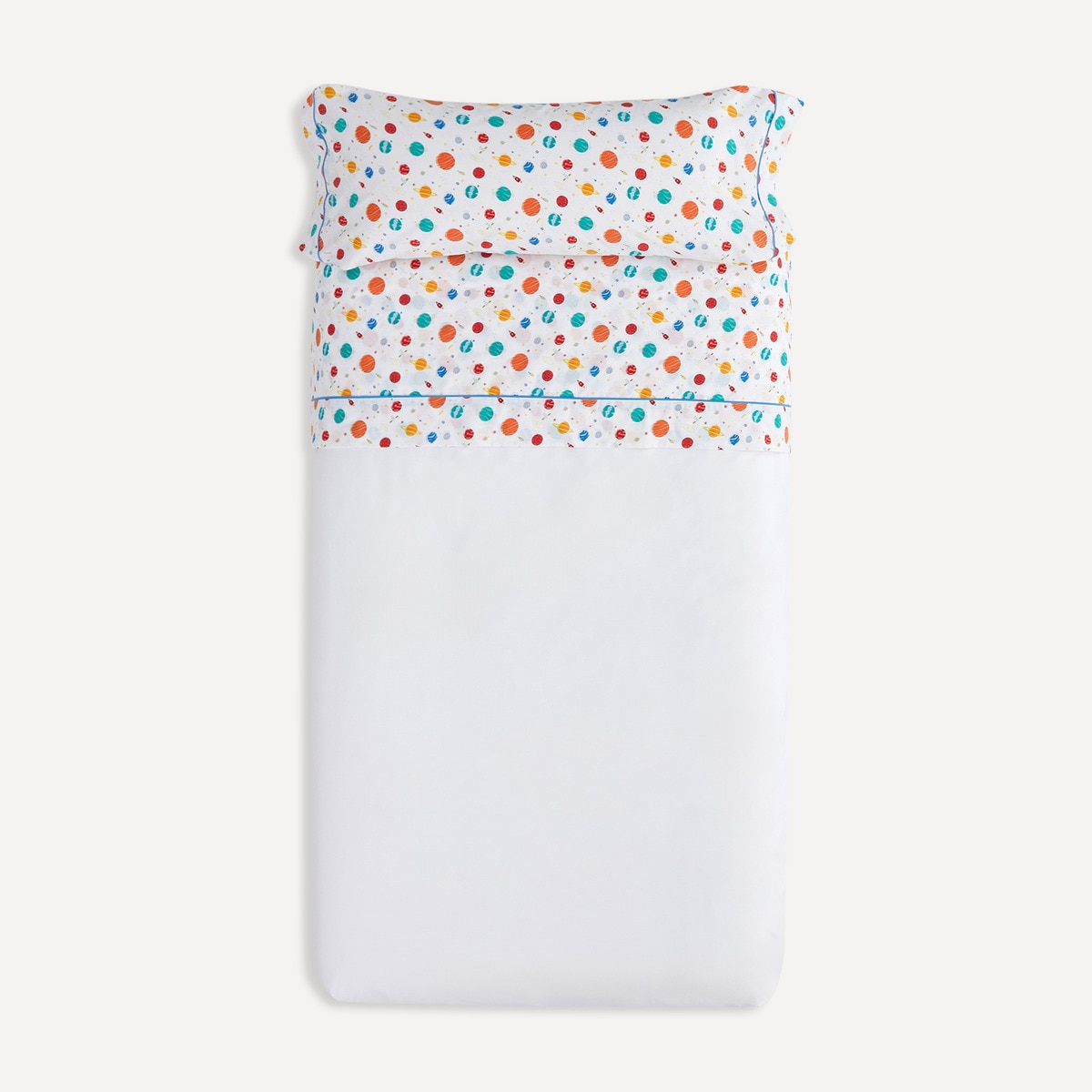 Conjunto de Lençóis Infantis com Lençol de Baixo Planetas Basics Azul-3