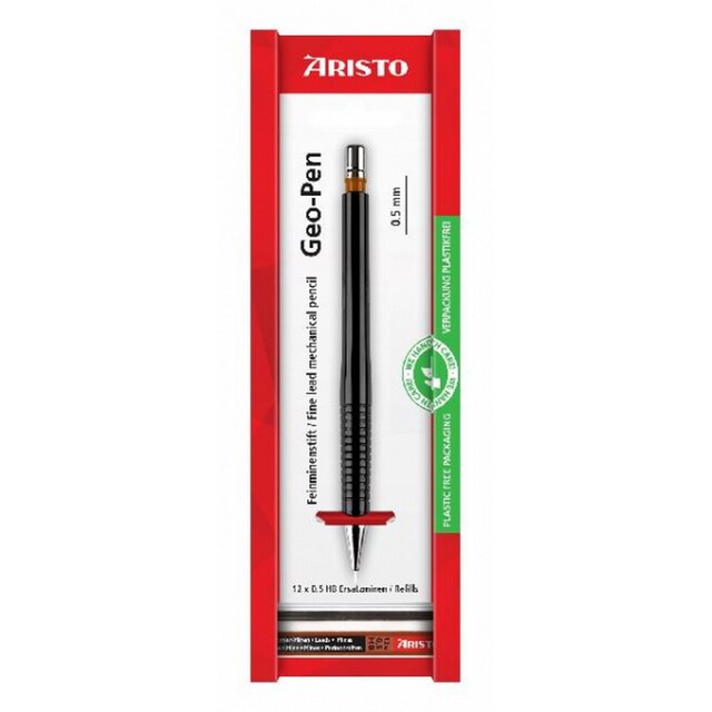 Imagem 0 de Lapiseira de mina fina Aristo Geo-Pen preta 0,5 mina de substituição, ecoblister