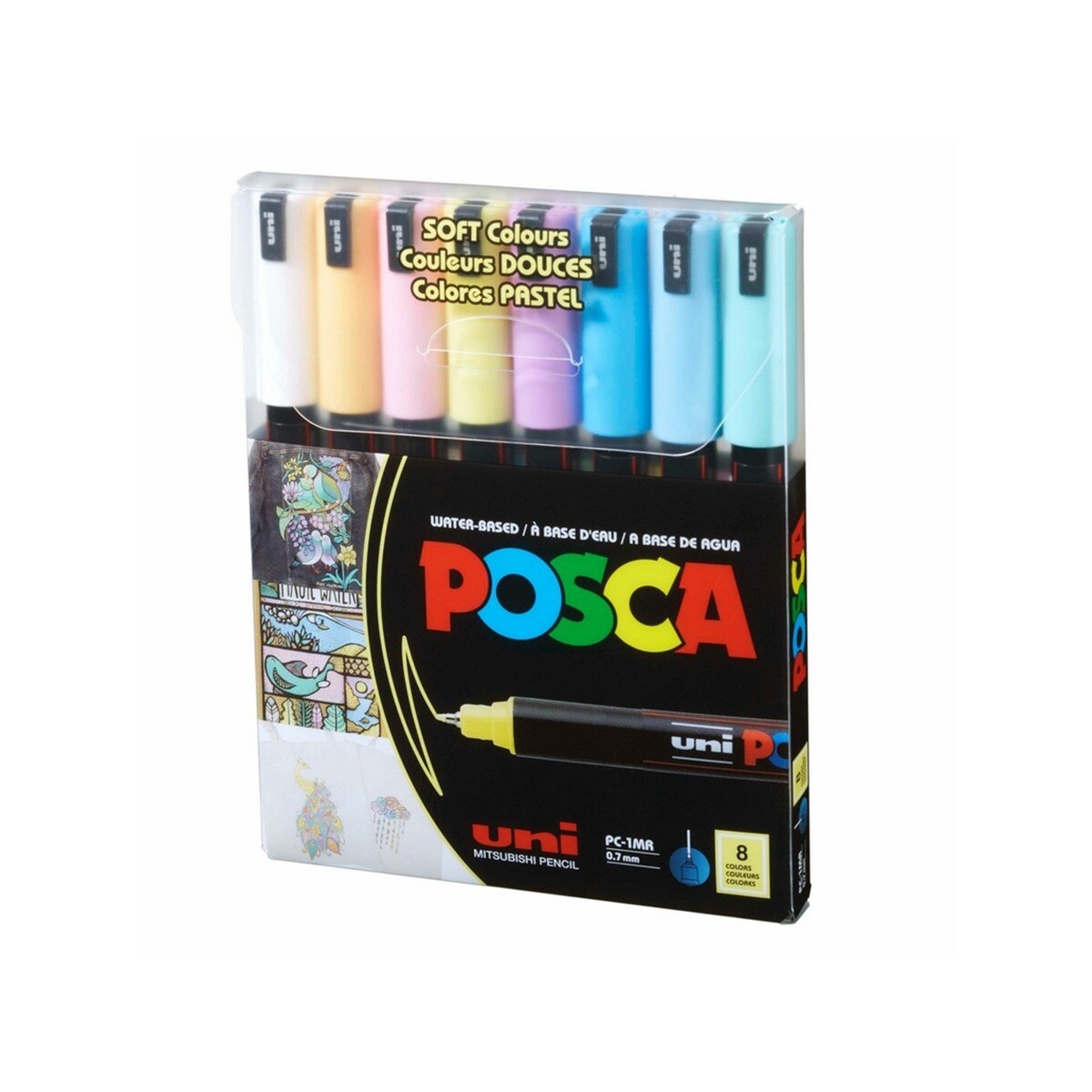 Marcador Permanente Uni Posca Pc-1Mr Extra Fino 0,7Mm Cores Pastel C/8 1
