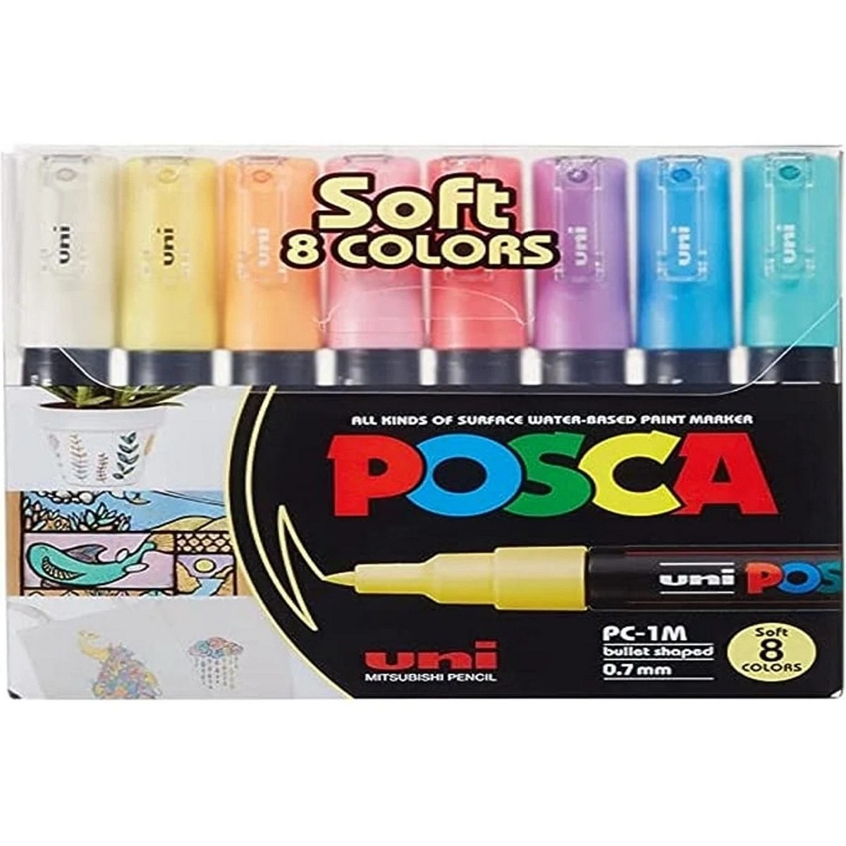 Imagem 0 de Carteira com 8 Marcadores Posca Softcolor UNI-BALL