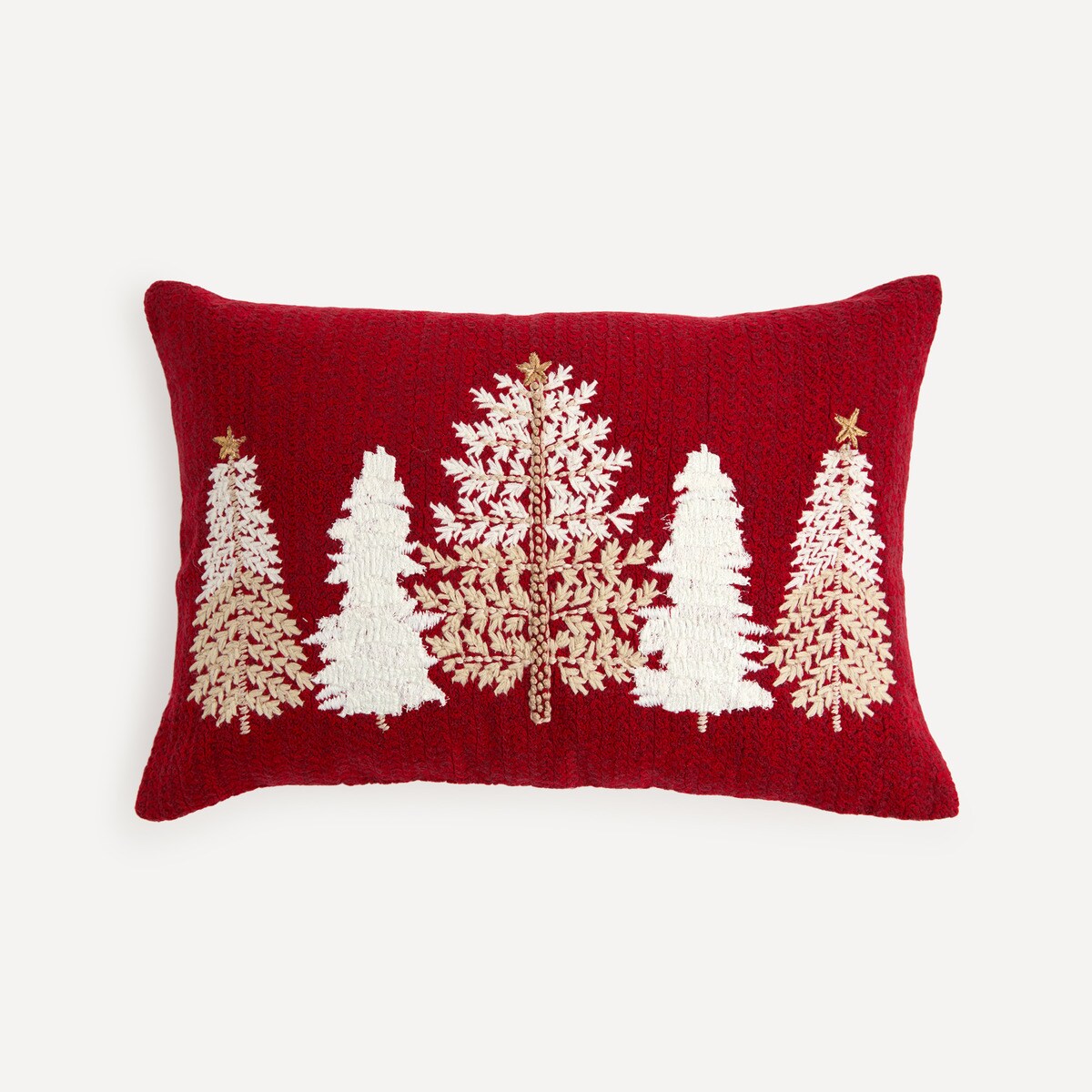 Almofada Decorativa Retangular Bordada White Trees Vermelho-2