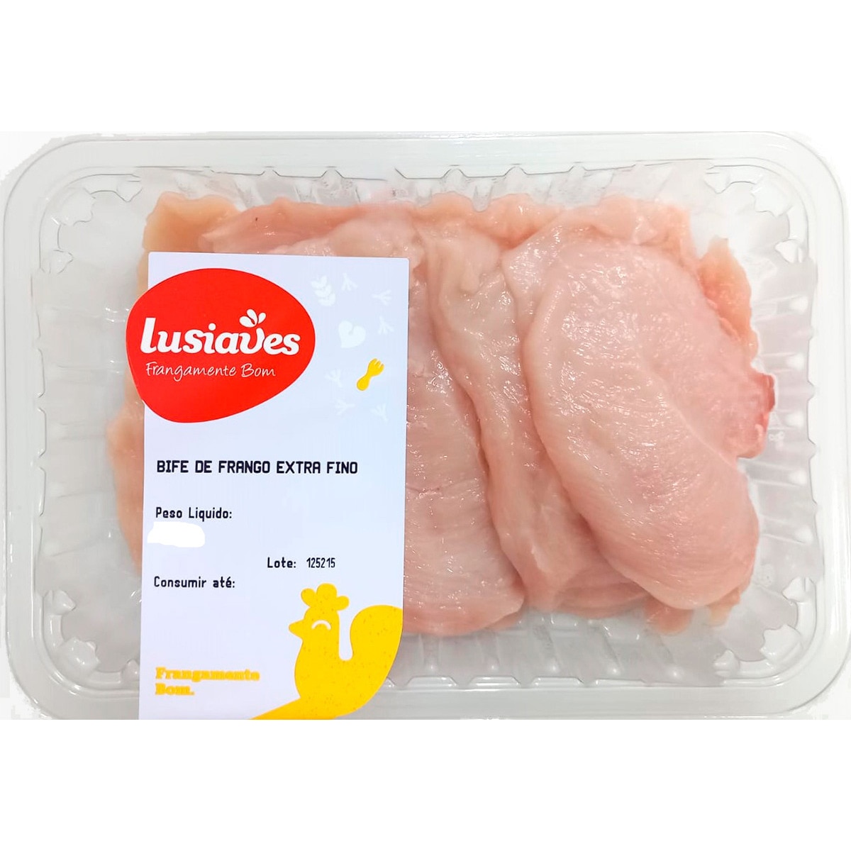 Bife de Frango Extra Fino peso aproximado por cuvete 450 g