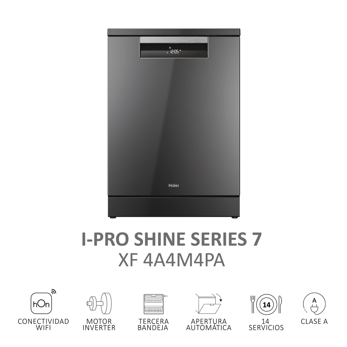 Lavavajillas Haier 14 servicios, 60 cm con WIFI I-PRO SHINE - XF 4A4M4PA Antracita-5