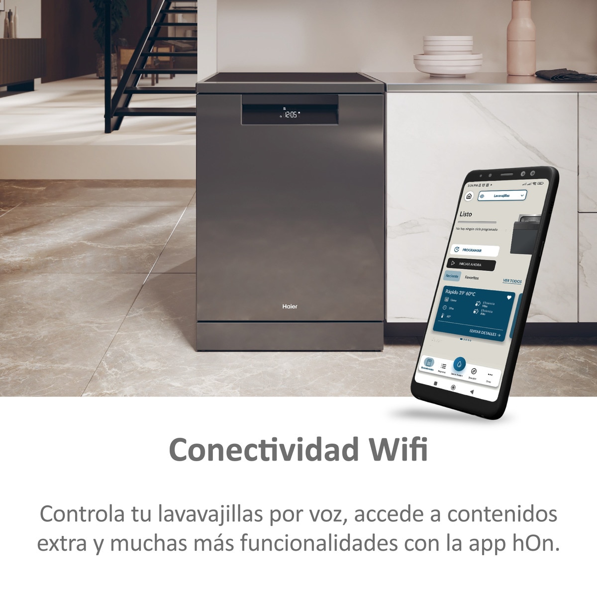 Lavavajillas Haier 14 servicios, 60 cm con WIFI I-PRO SHINE - XF 4A4M4PA Antracita-6