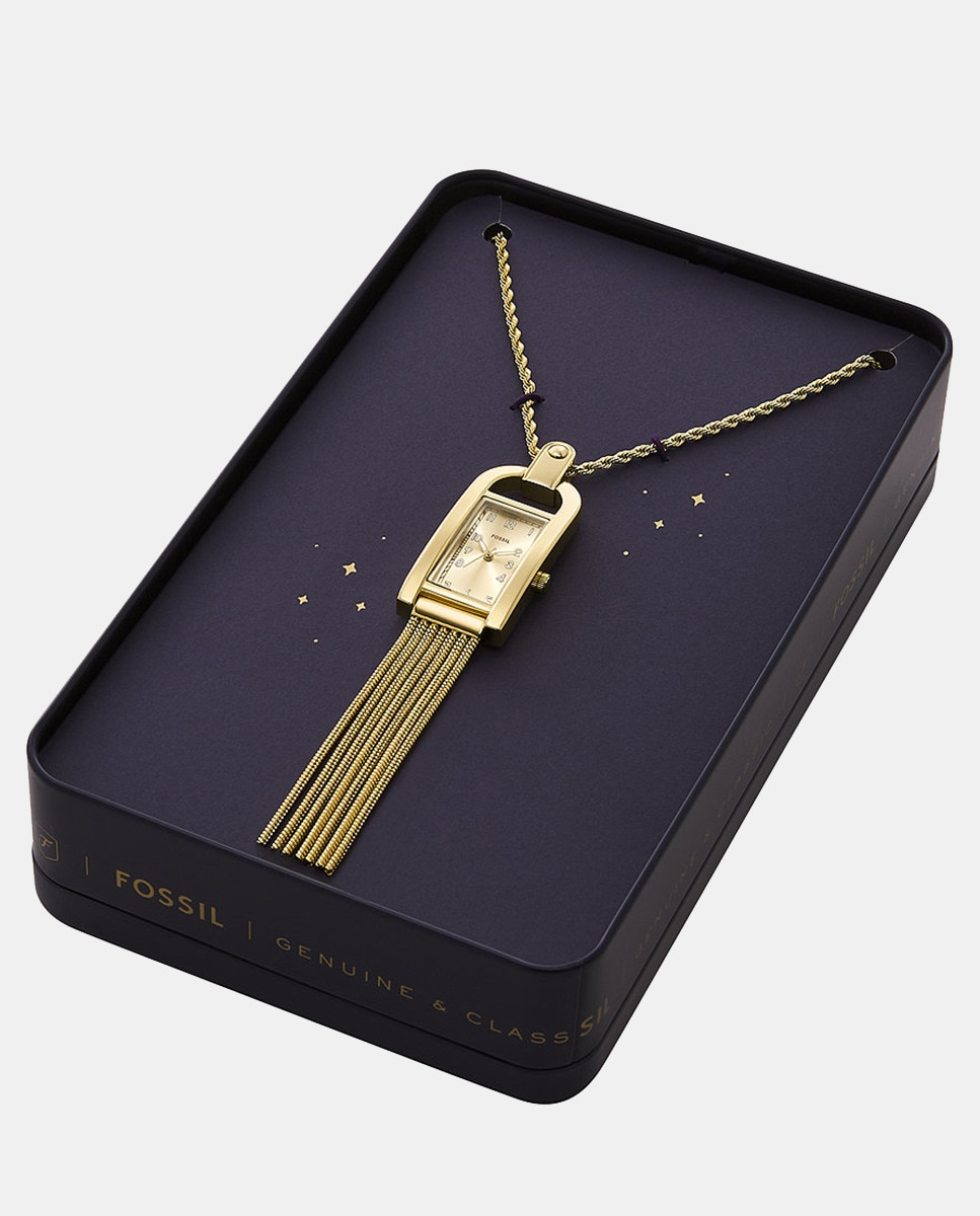 Colar com Relógio ES5373 de Aço - Dourado Ouro-7
