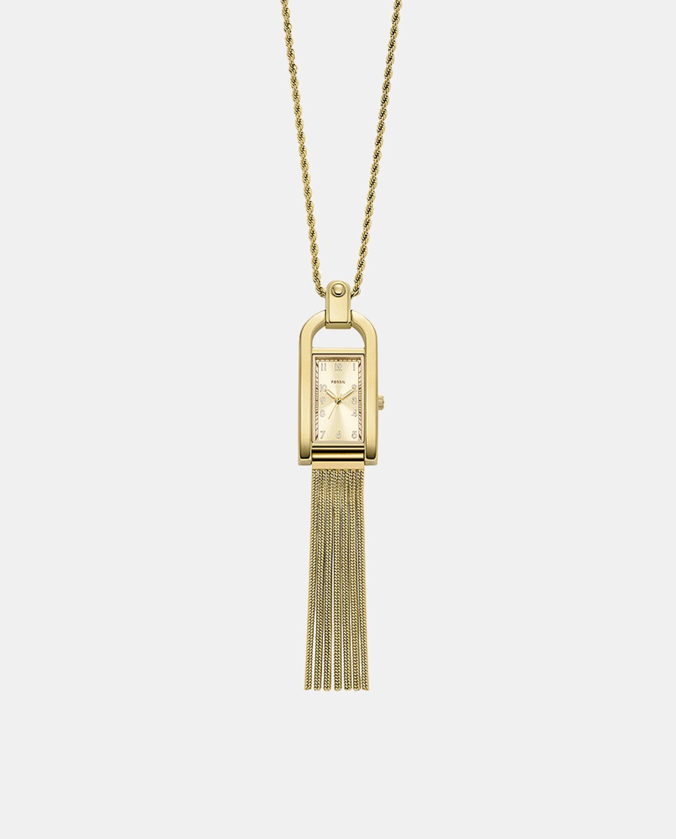 Colar com Relógio ES5373 de Aço - Dourado Ouro-2