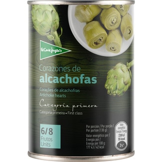 corazones de alcachofas al natural 6-8 piezas lata 240 g neto escurrido - El Corte Ingles