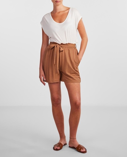 Imagen 0 de Short con cintura alta de viscosa de mujer