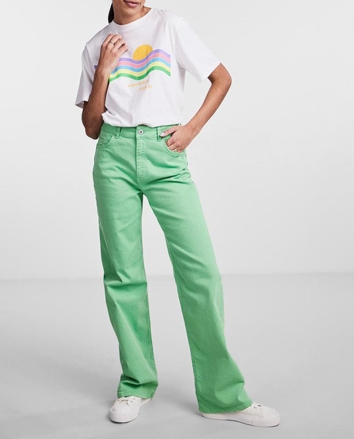 Imagen 0 de Pantalón vaquero de mujer ancho recto de tiro alto.