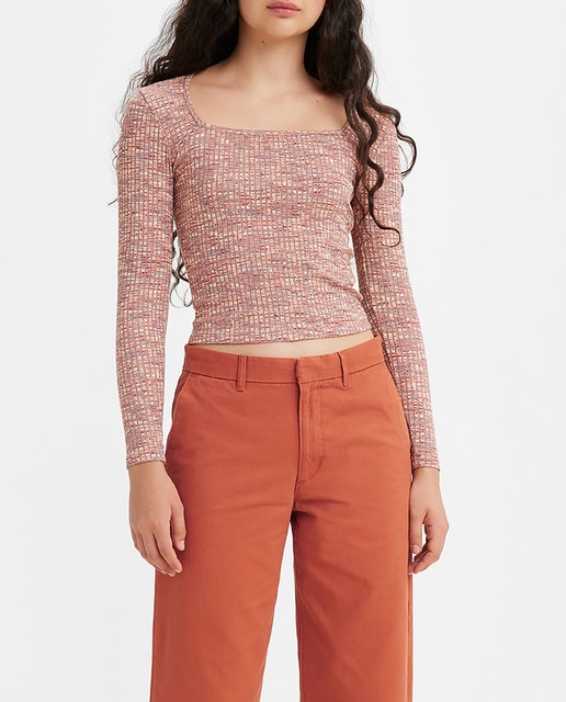 Imagen 0 de Top de mujer de manga larga y escote cuadrado