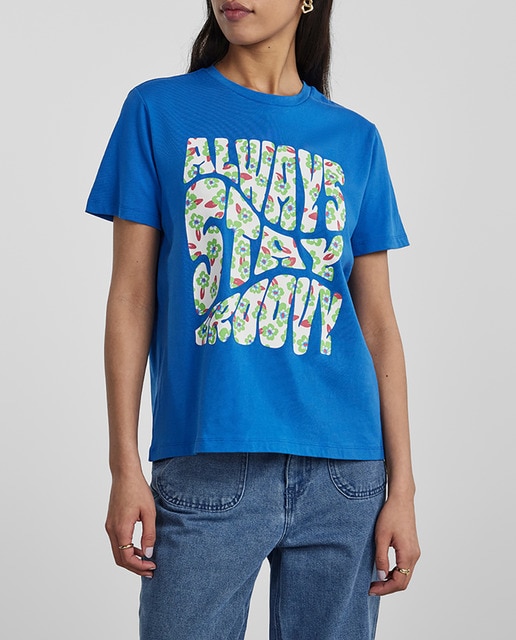 Imagen 0 de Camiseta de mujer de algodón de manga corta y cuello redondo