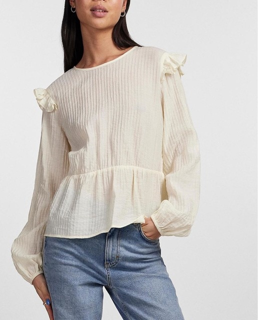 Imagen 0 de Blusa de mujer con jaretas en los hombros y costura en cintura