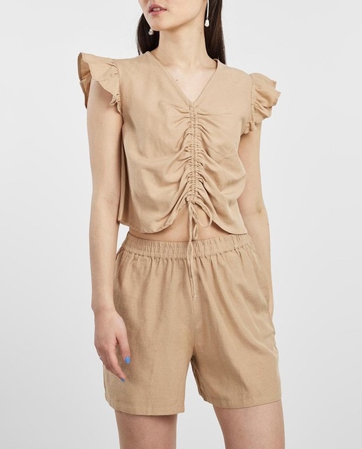 Imagen 0 de Blusa de mujer de manga corta con fruncido