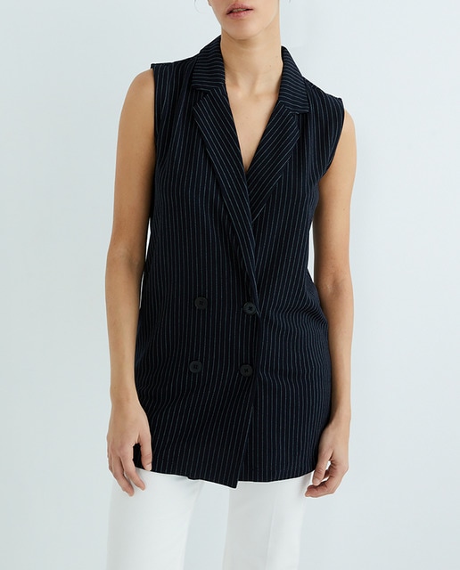 Imagen 0 de Chaleco de mujer cruzado con cuello de solapa