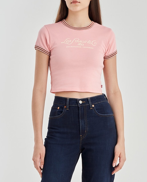 Imagen 0 de Camiseta de mujer de manga corta crop