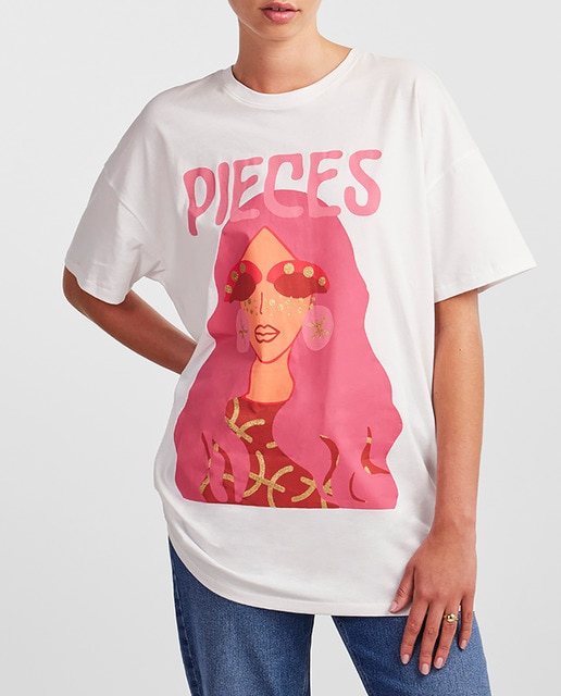 Imagen 0 de Camiseta de mujer estampada PIECES