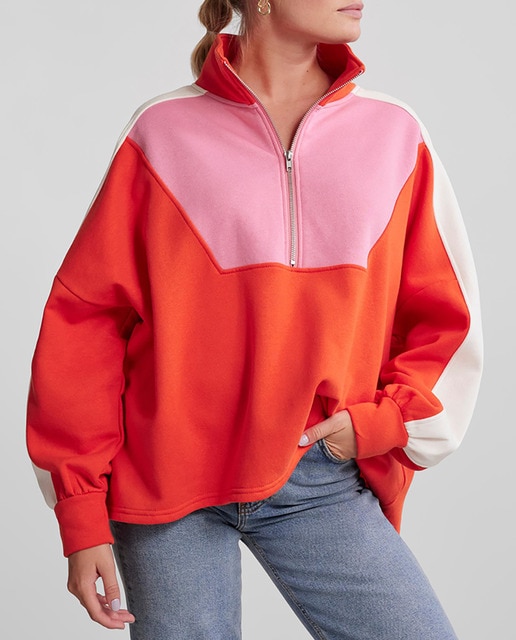 Imagen 0 de Sudadera de mujer de algodón con cuello alto y cremallera