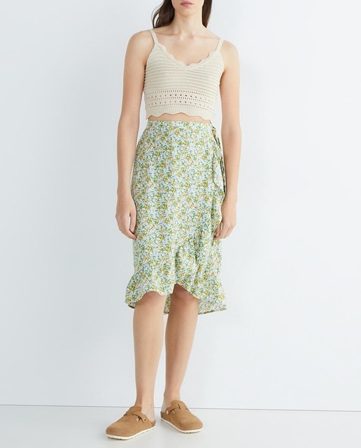Imagen 0 de Falda midi cruzada con volantes