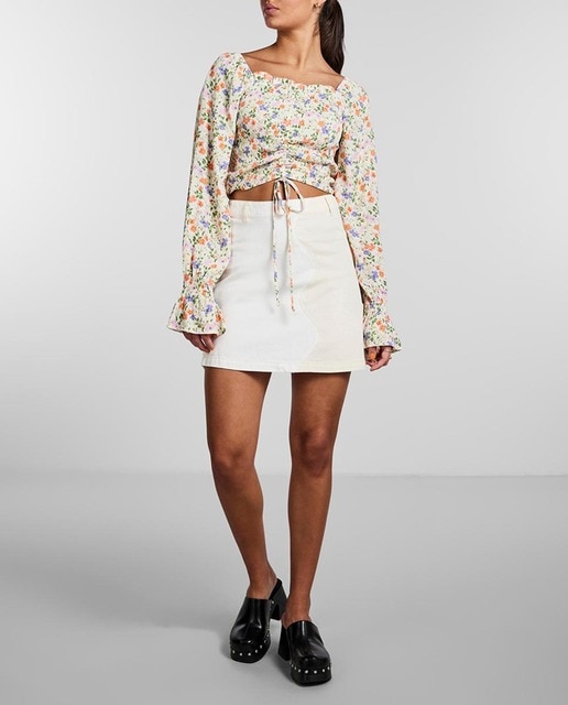 Imagen 0 de Falda vaquera de cintura alta bicolor