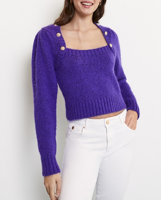 Imagen 0 de Jersey de punto con cuello recto mujer