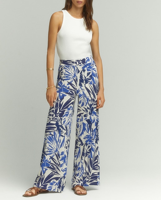 Imagen 0 de Pantalón ancho con estampado bambú mujer