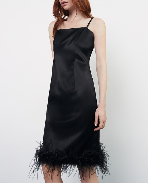 Imagen 0 de Vestido de tirantes con plumas