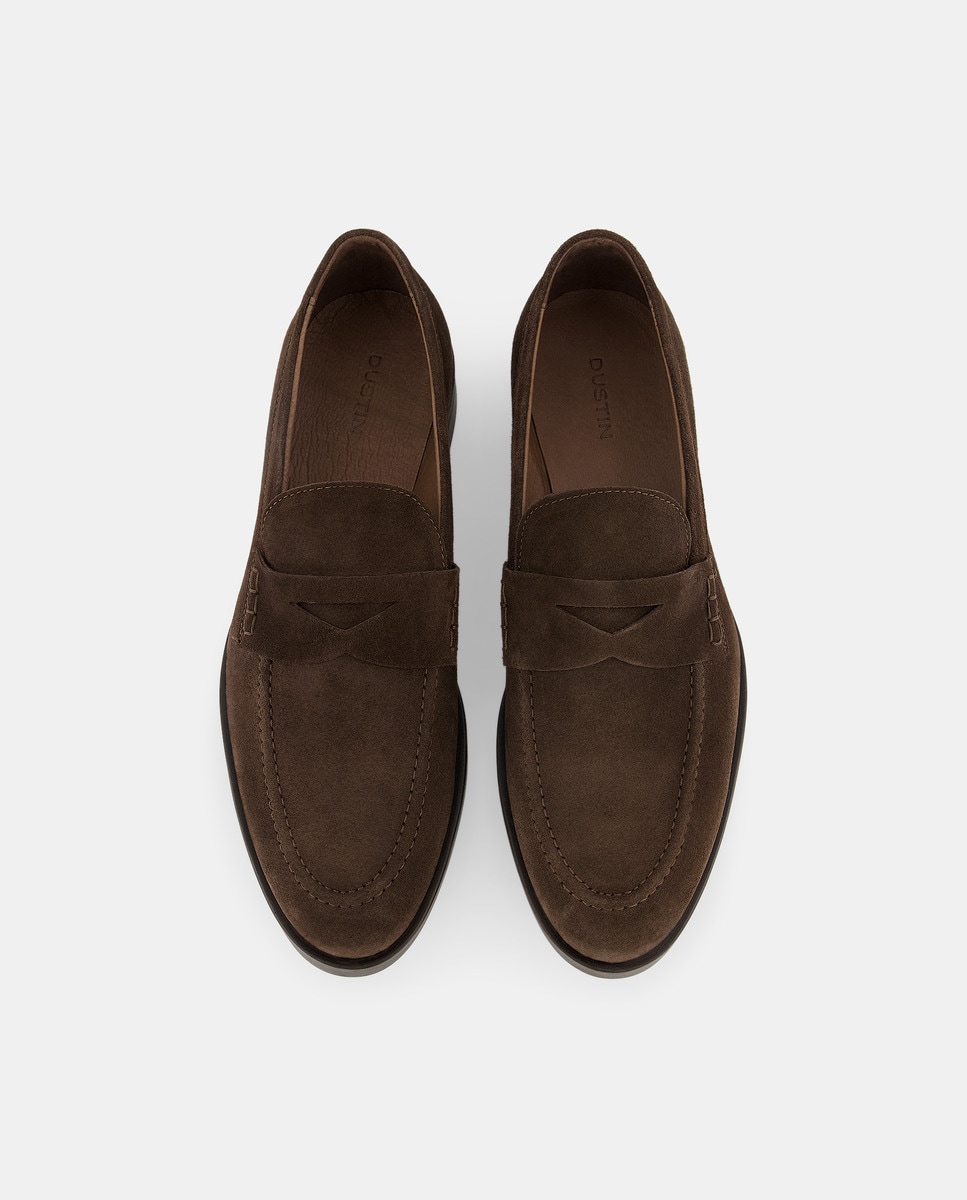 Mocassins em Pele com Travessão Castanho-4