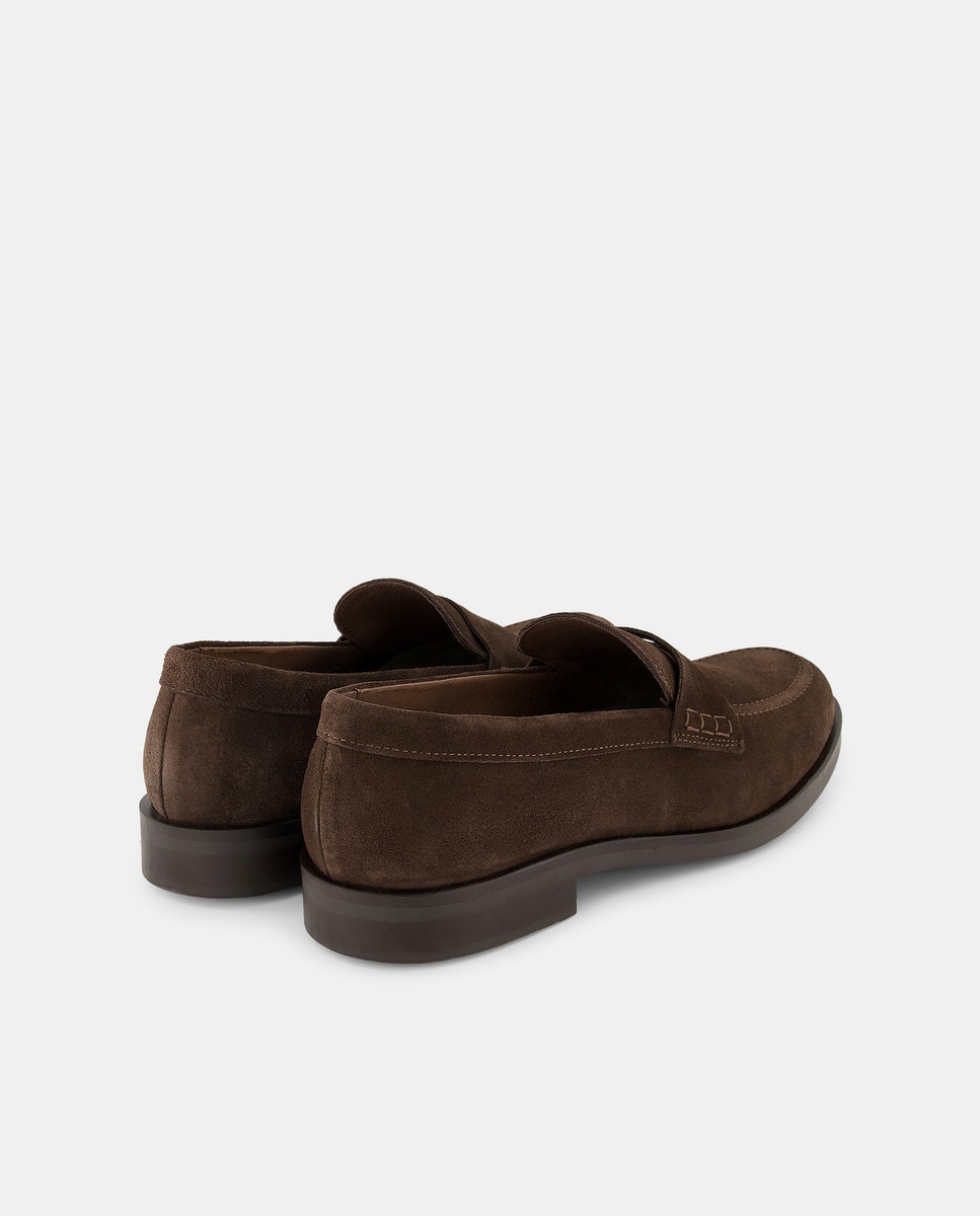 Mocassins em Pele com Travessão Castanho-3