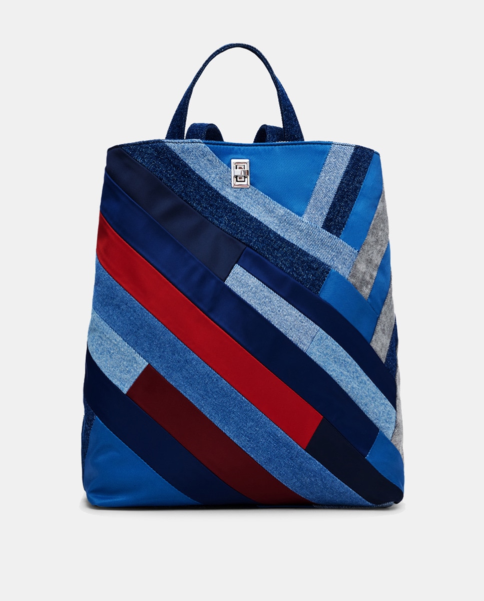 Mochila Média com Recortes de Ganga Azul-1