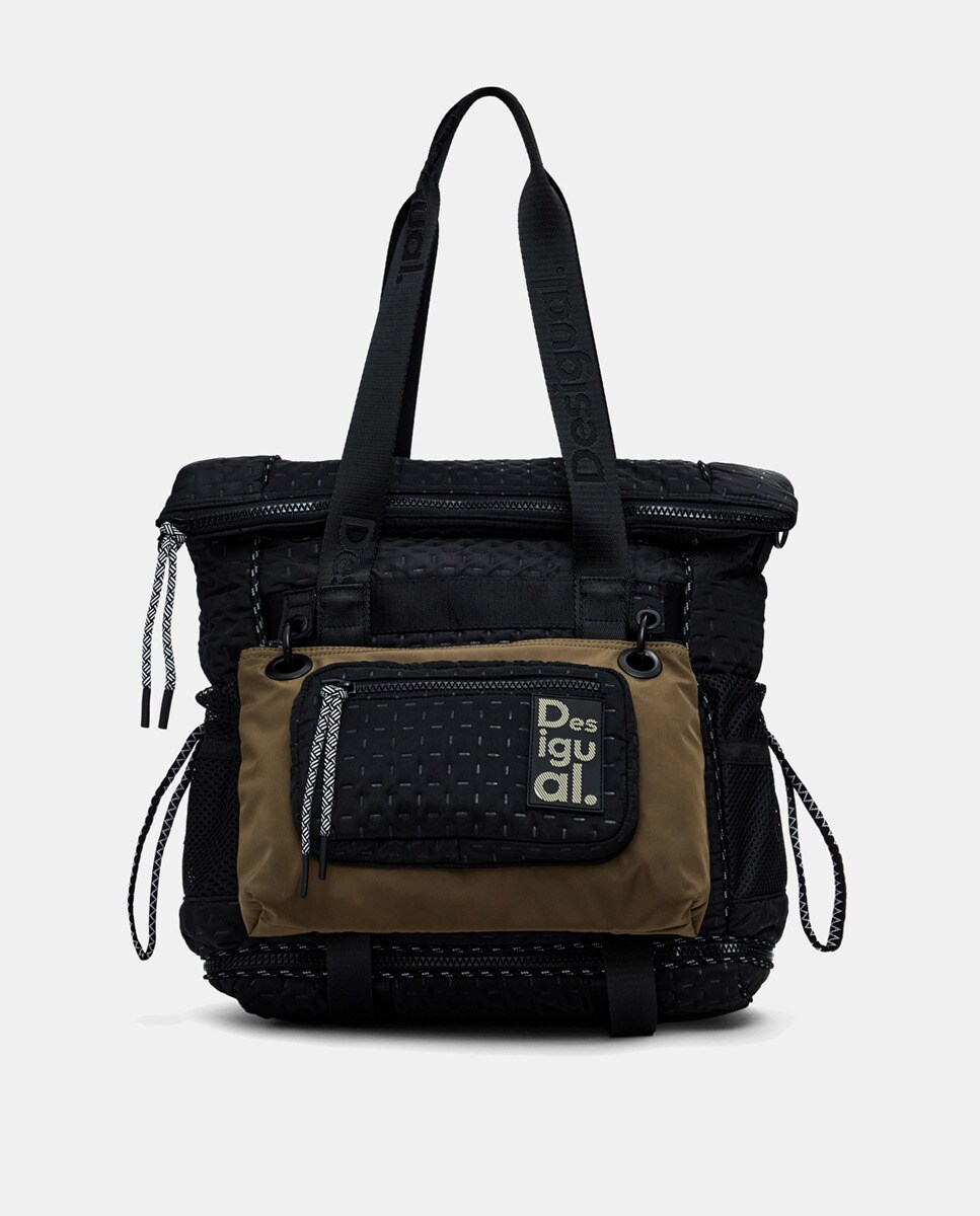 Mochila Grande Multiposições de Nylon Preto-1