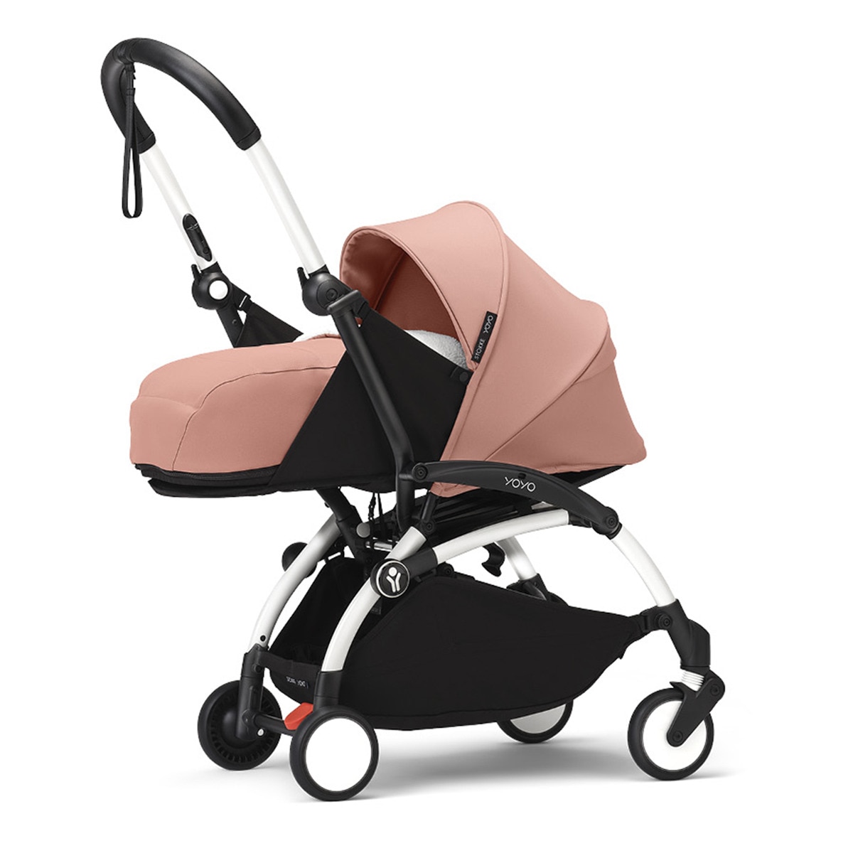 Carro de bebé Stokke® YOYO³ con Chasis Blanco y Pack recién nacido 0+ Ginger Rosa-1