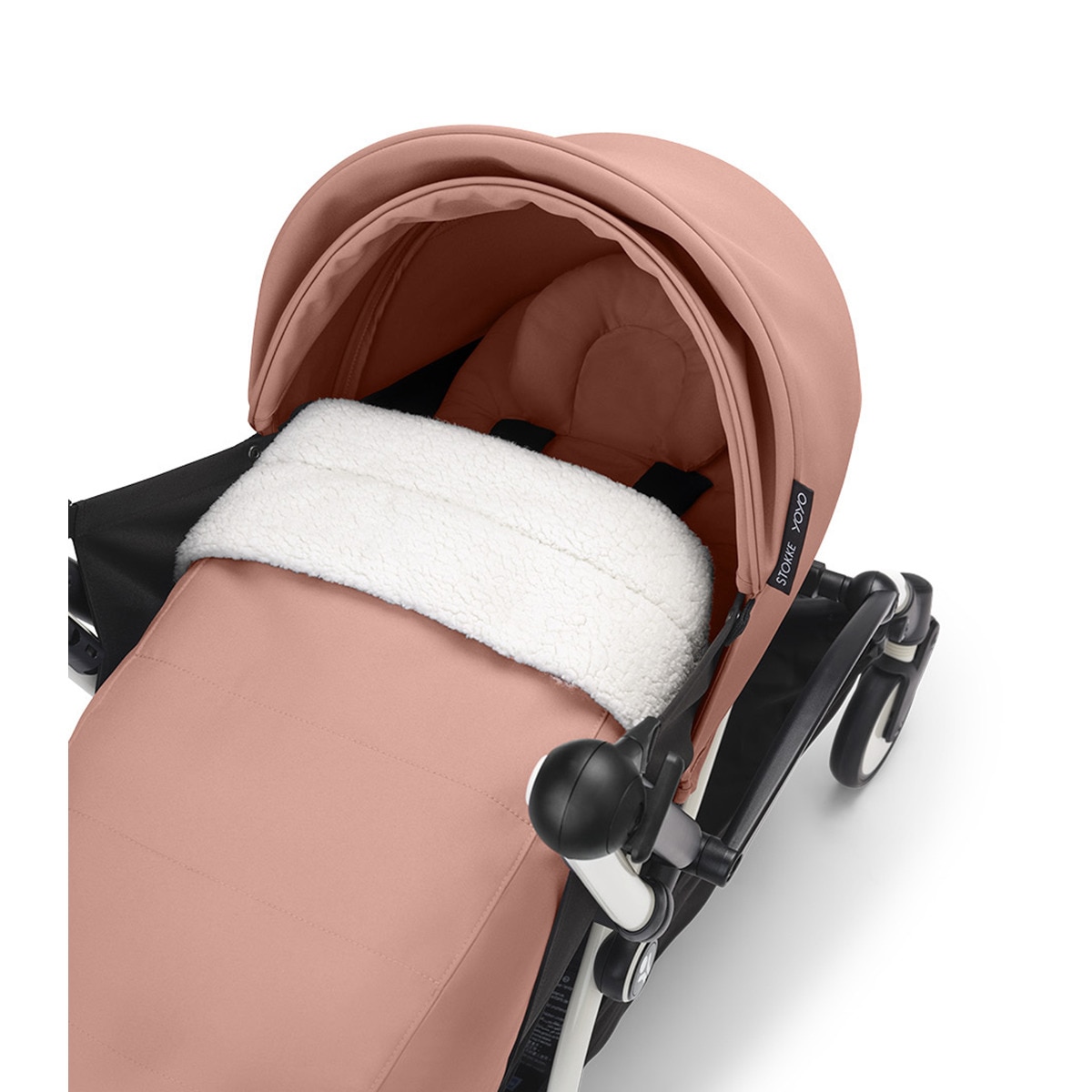 Carro de bebé Stokke® YOYO³ con Chasis Blanco y Pack recién nacido 0+ Ginger Rosa-2