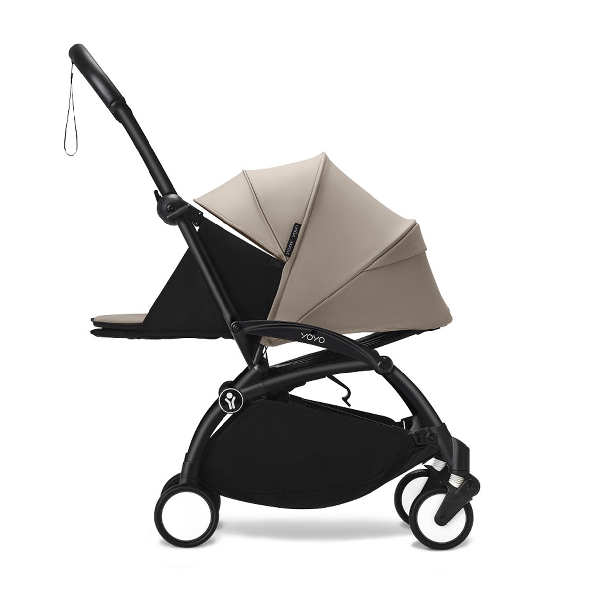 Carro de bebé Stokke® YOYO³ con Chasis Negro y Pack recién nacido 0+ Gris Pardo Beige-3