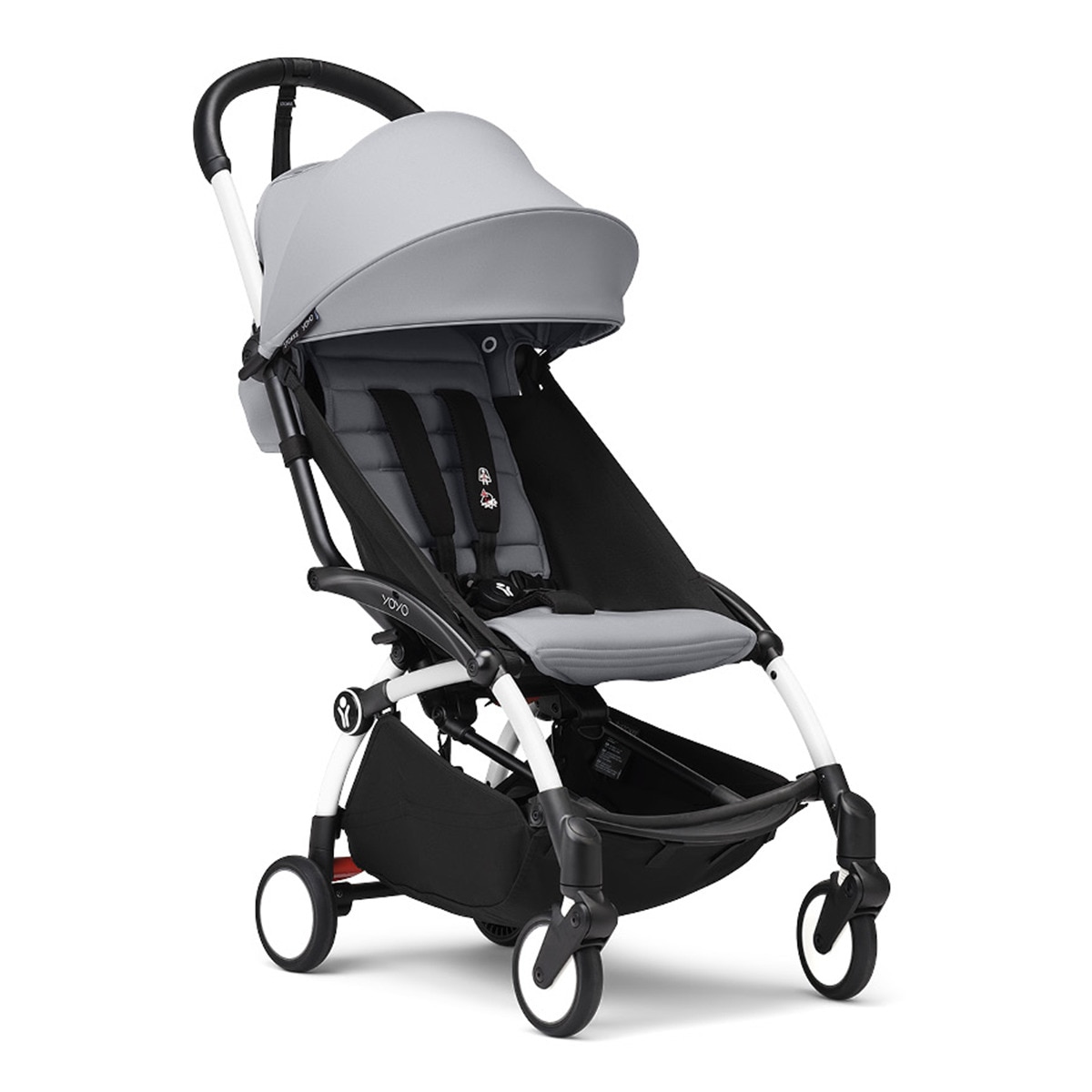 Carrinho de passeio Stokke® YOYO³ com chassis branco e pack de 6+ cores Stone Cinzento-1