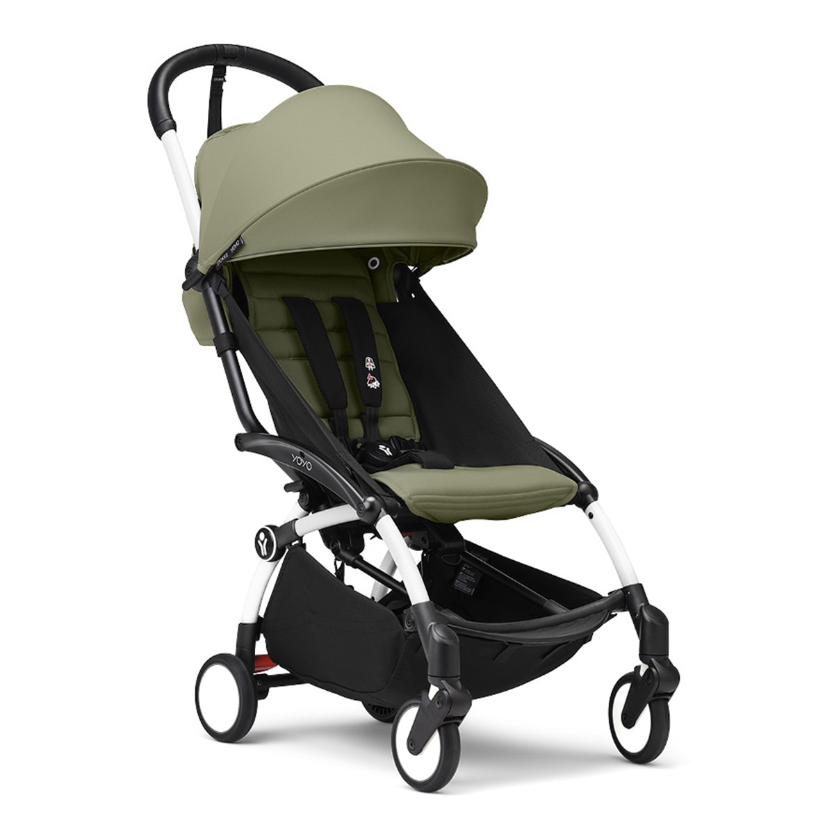 Silla de Paseo Stokke® YOYO³ con Chasis Blanco y 6+ color pack Verde Oliva Verde-1