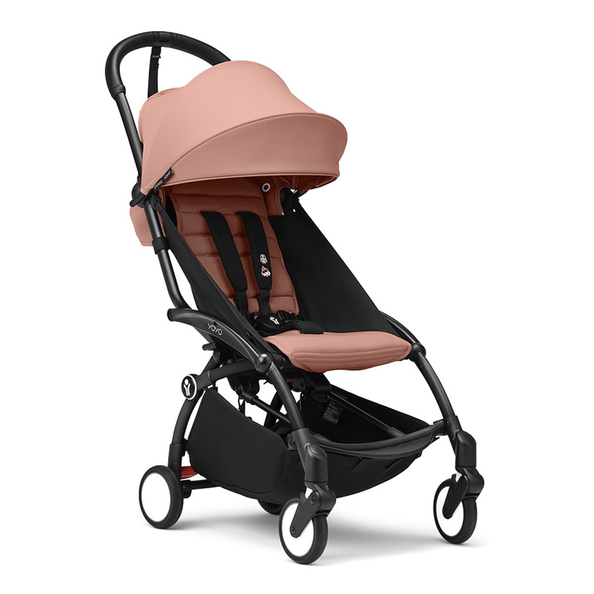 Carrinho de passeio Stokke® YOYO³ com chassis preto e pack de 6+ cores Gengibre Rosa-1
