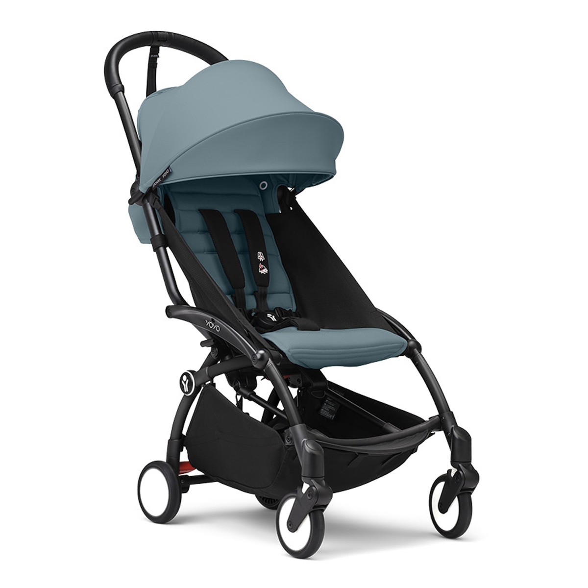 Silla de Paseo Stokke® YOYO³ con Chasis Negro y 6+ color pack Aqua Azul-1