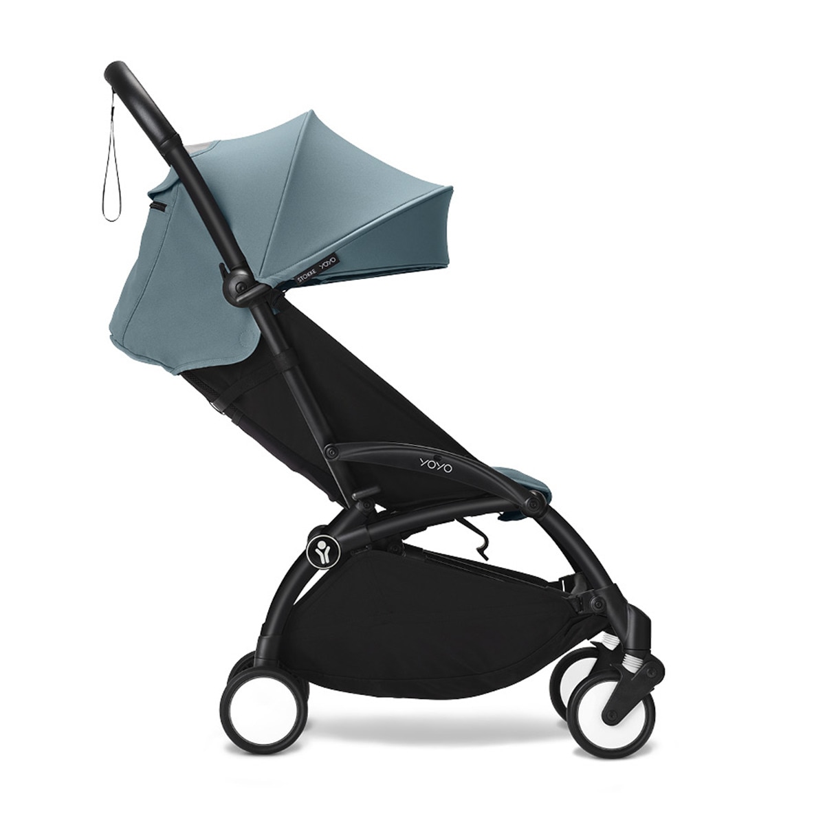 Silla de Paseo Stokke® YOYO³ con Chasis Negro y 6+ color pack Aqua Azul-3