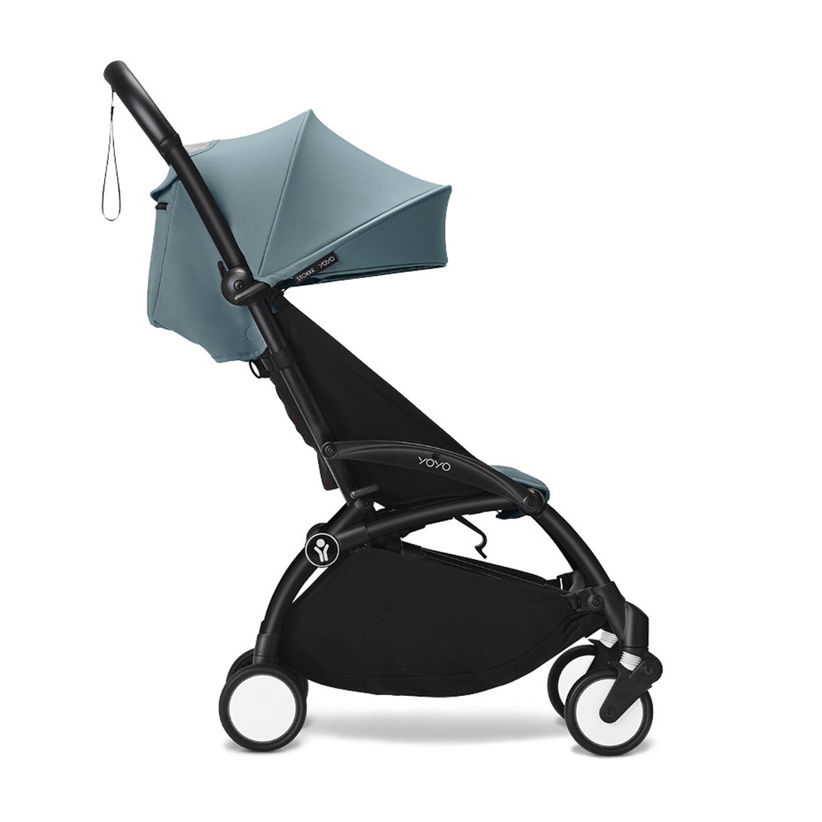Silla de Paseo Stokke® YOYO³ con Chasis Negro y 6+ color pack Aqua Azul-2