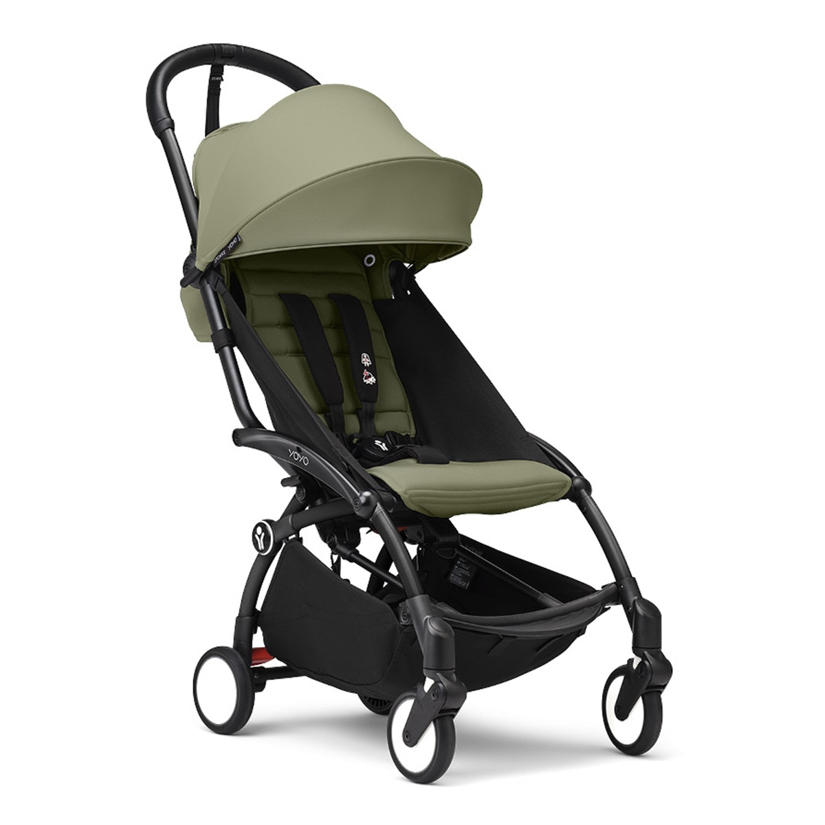 Carrinho de passeio Stokke® YOYO³ com chassis preto e pack de 6+ cores Verde azeitona Verde-1