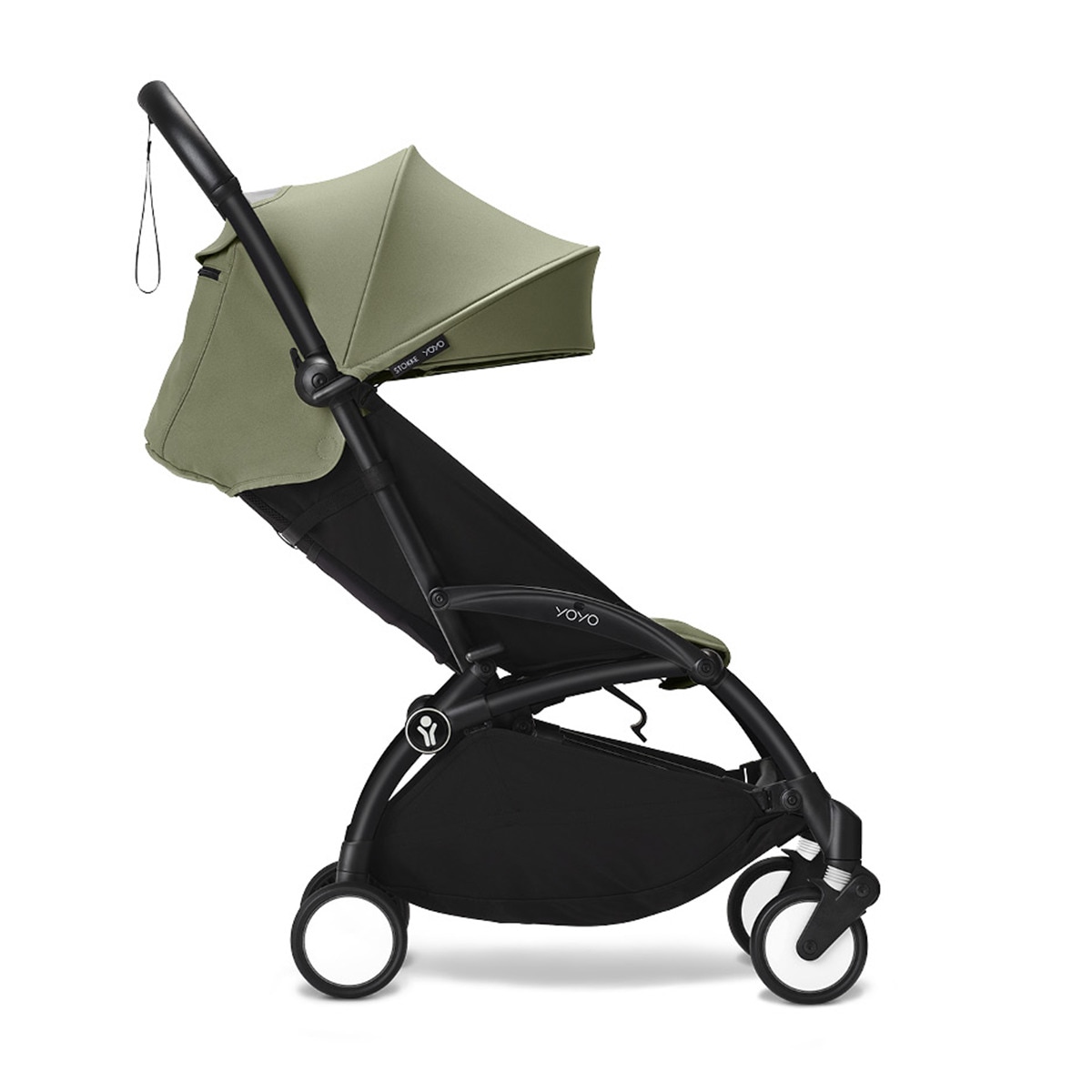 Carrinho de passeio Stokke® YOYO³ com chassis preto e pack de 6+ cores Verde azeitona Verde-3