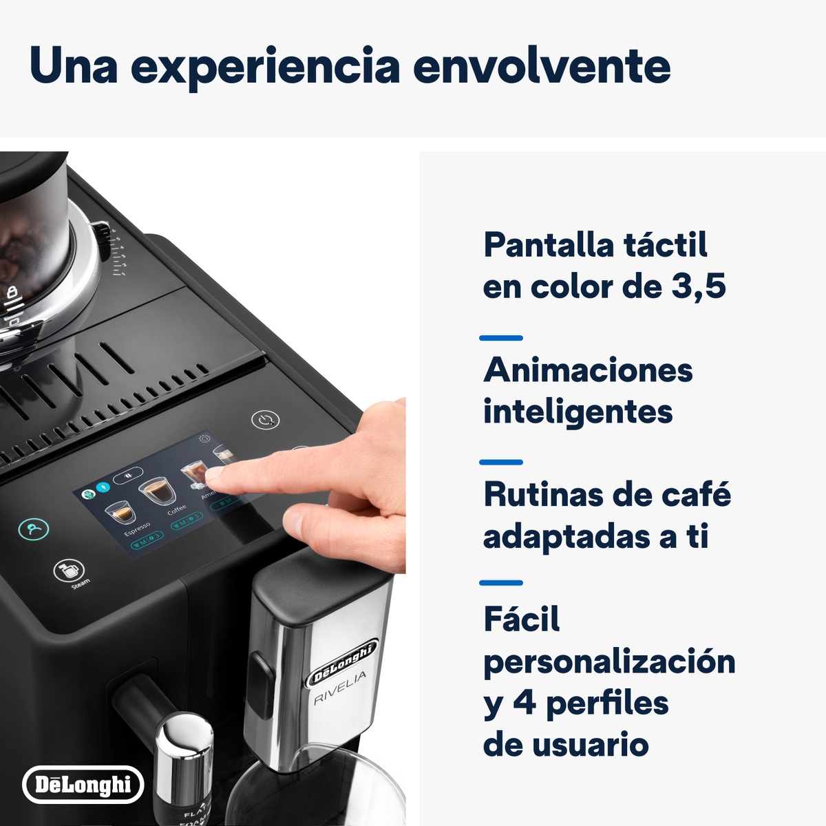 Cafetera Superautomática De'Longhi Rivelia EXAM440.35.B con 2 depósitos de café intercambiables Negro-6