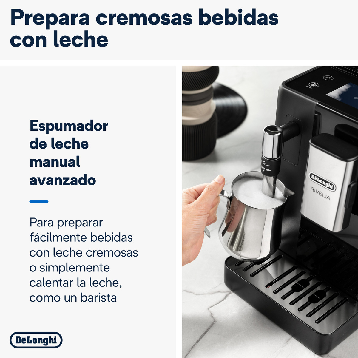 Cafetera Superautomática De'Longhi Rivelia EXAM440.35.B con 2 depósitos de café intercambiables Negro-5