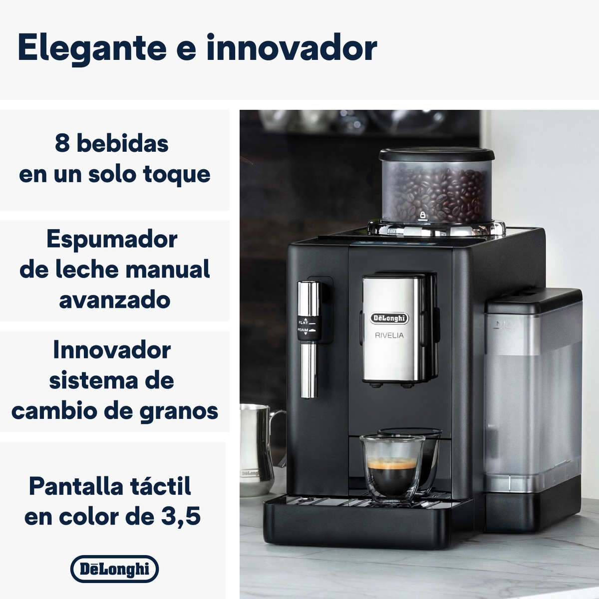 Cafetera Superautomática De'Longhi Rivelia EXAM440.35.B con 2 depósitos de café intercambiables Negro-3