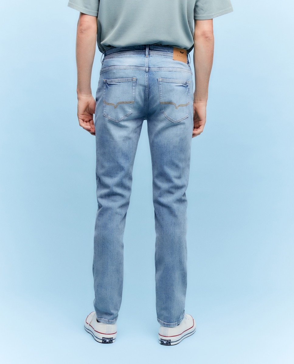 Jeans Slim Fit com Tecido com Elástico Azul-antiquário-3
