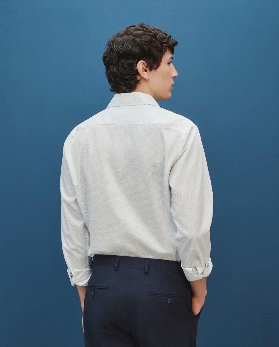 Camisa Formal com Micro Estampado Celeste-3