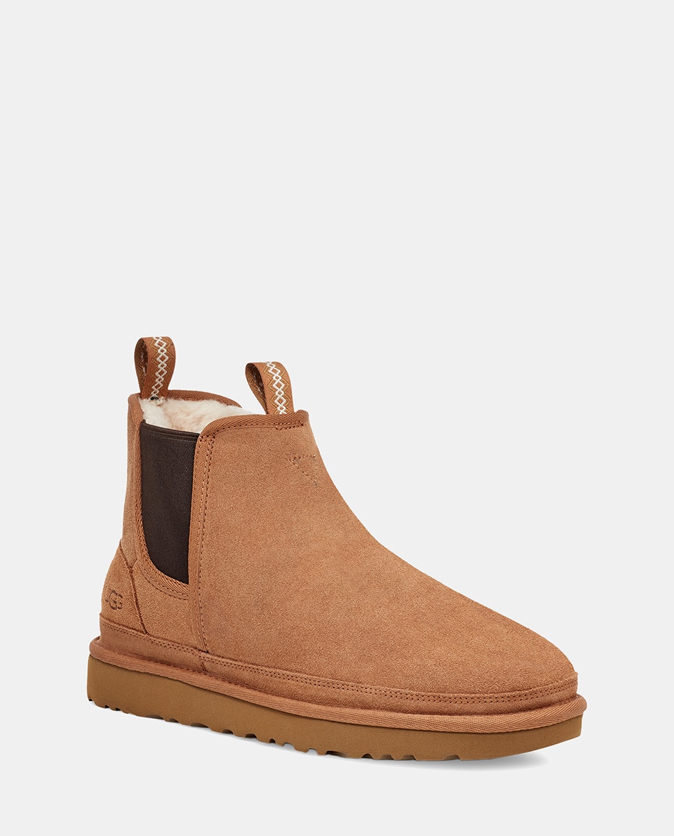 Botas Neumel Tipo Chelsea com Forro de Lã e em Camurça Camel-10
