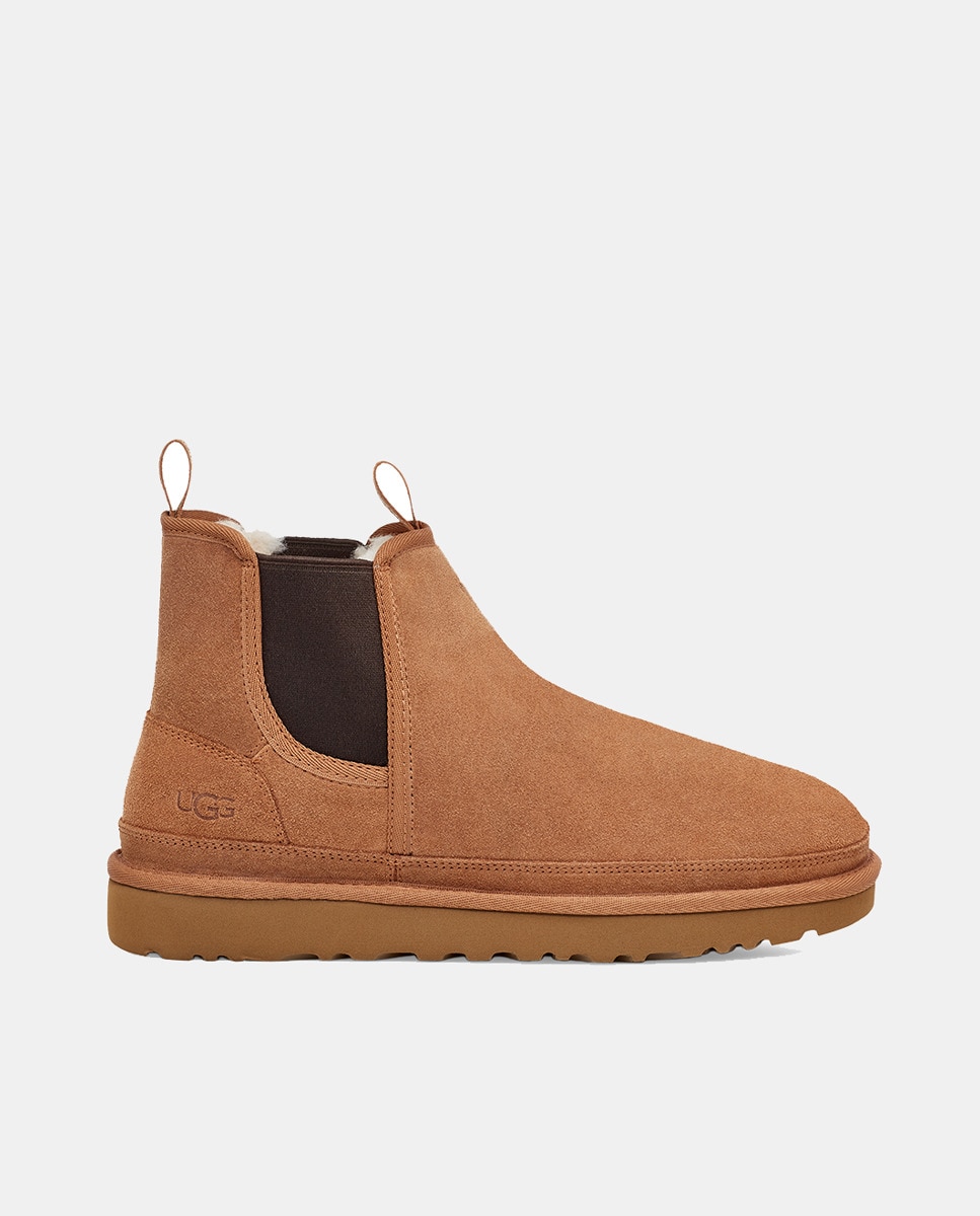 Botas Neumel Tipo Chelsea com Forro de Lã e em Camurça Camel-8