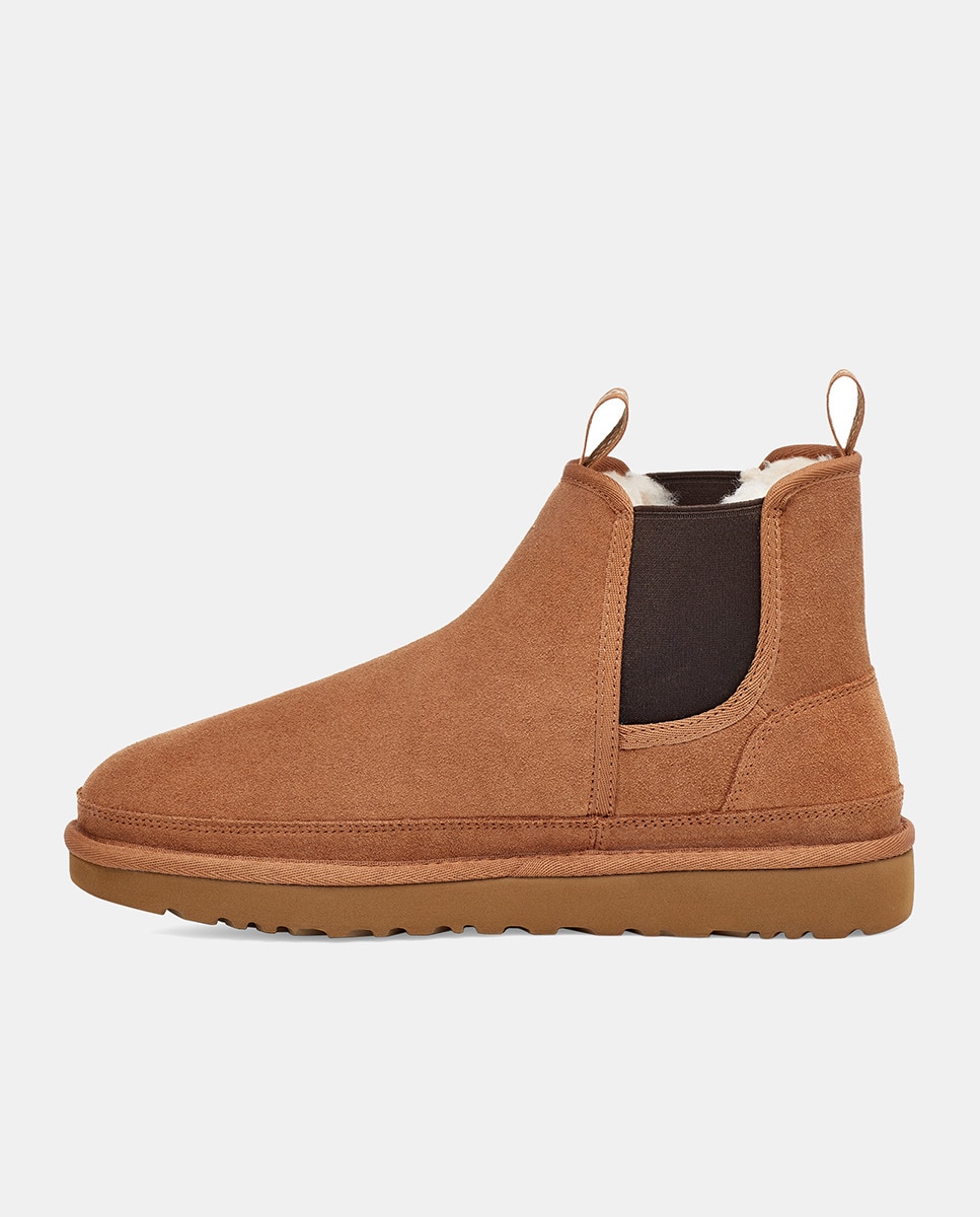 Botas Neumel Tipo Chelsea com Forro de Lã e em Camurça Camel-11