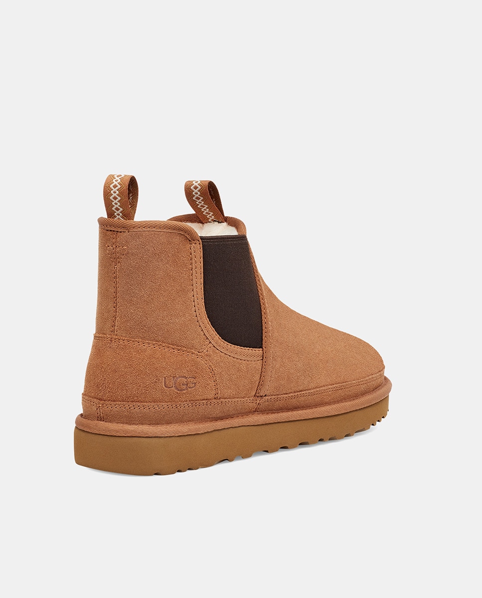 Botas Neumel Tipo Chelsea com Forro de Lã e em Camurça Camel-12